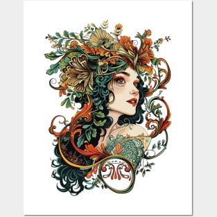 A portrait of a woman in the Art Nouveau style Posters and Art